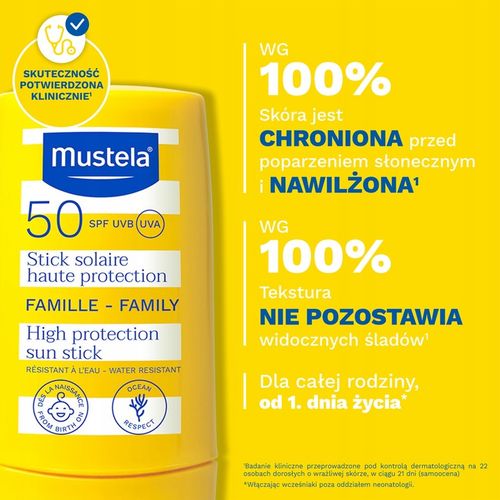 Mustela Sztyft przeciwsłoneczny SPF 50+ 9 ml - dla dzieci od 1. dnia na Arena.pl