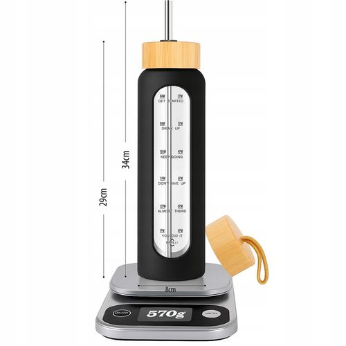 Szklana butelka na wodę motywacyjna z miarką wielorazowa słomka do picia 1L na Arena.pl