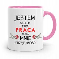 Kubek Różowy Prezent Dla Szefa Jestem Szefem Z Nadrukiem Ze Zdjęciem