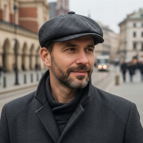 Kaszkiet męski OCIEPLANY Czapka Old School 50% WEŁNY Pako Jeans Retro na Arena.pl