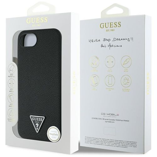 Guess Grained Triangle MagSafe - Etui do iPhone 16e (czarny) na Arena.pl