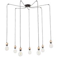 Wisząca lampa CLARTE 3491704 loftowa metalowy zwis pająk czarny drewno