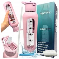 SZKLANA BUTELKA NA WODĘ BIDON SHAKER Z MIARKĄ I DZIUBKIEM SILIKONOWE