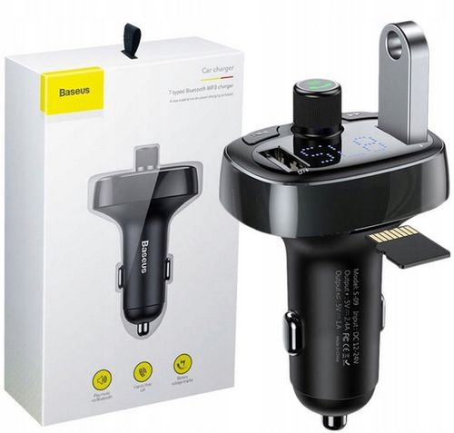BASEUS TRANSMITER FM BLUETOOTH ŁADOWARKA SAMOCHODOWA MP3 2x USB SD/ TF 3.4A na Arena.pl