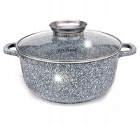 Garnek kamienny 1,3l 16cm indukcja marmur pokrywka