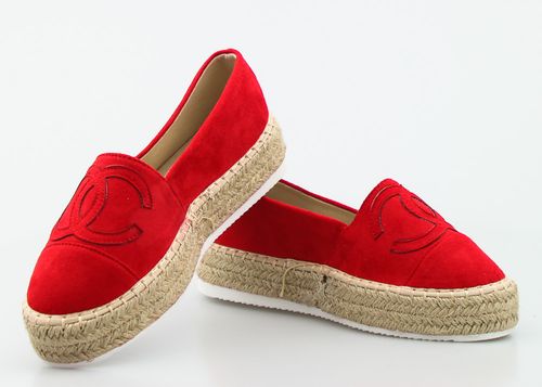 CZERWONE ESPADRYLE PLATFORMY MODNE ZAMSZ LOGO 41 na Arena.pl