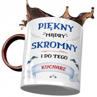 Kubek Bordowy Dla Kucharza Piękny Mądry Skromny Z Nadrukiem Ze Zdjęciem