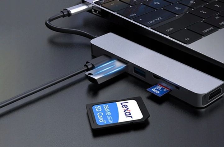 Adapter 6w1 HUB USB-C HDMI 4K SD Macbook Pro / Air zdjęcie 4