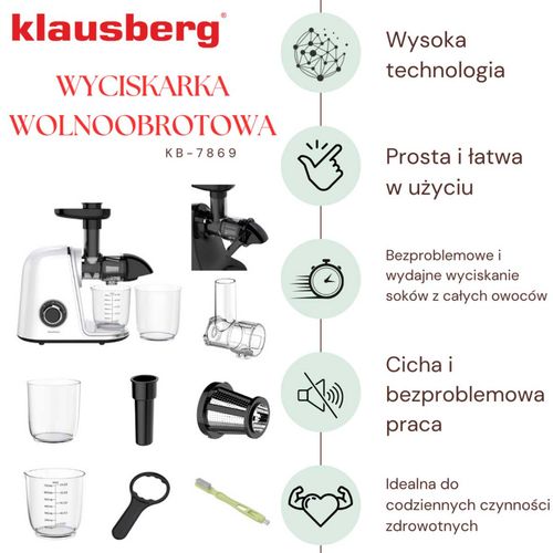 sokowirówka wyciskarka wolnoobrotowa klausberg kb-7869 na Arena.pl