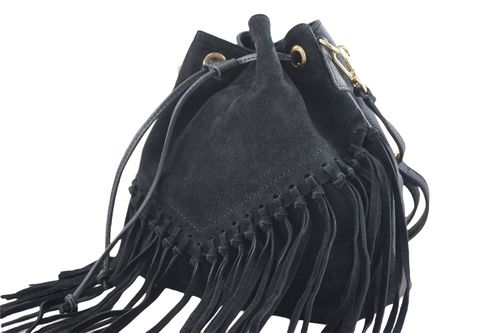 Torebka skórzana boho style - Czarna na Arena.pl