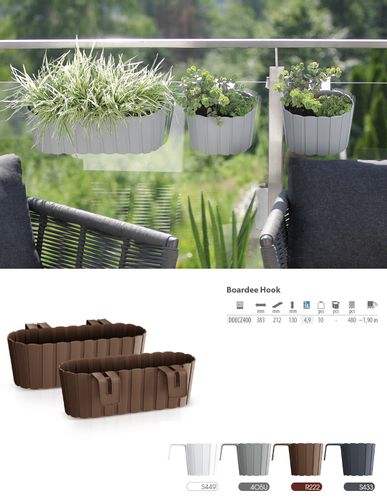 Skrzynka balkonowa Boardee Hook DDECZ400 | Brązowy, Kształt Prostokątny, Wymiary 21.2x38.3x13 cm, Kolor Brązowy, Prosperplast na Arena.pl