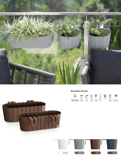 Skrzynka balkonowa Boardee Hook DDECZ400 | Brązowy, Kształt Prostokątny, Wymiary 21.2x38.3x13 cm, Kolor Brązowy, Prosperplast zdjęcie 2