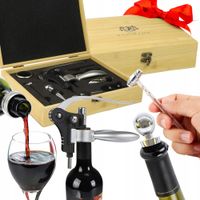ZESTAW AKCESORIA DO WINA 9EL NA PREZENT KORKOCIĄG KOREK PIERŚCIEŃ NALEWAK