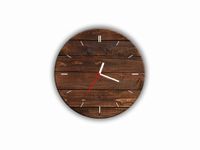 ZEGAR SZKLANY OKRĄGŁY - Ciemne deski