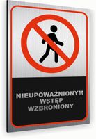 Tabliczka znak informacyjny 40x30 Srebrna WSTĘP WZBRONIONY Aluminiowa