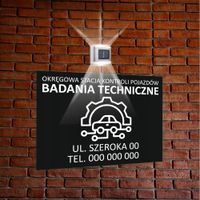 nadruk UV TABLICZKA reklamowa z lampą SZYLD dibond 40x30 BADANIA TECHNICZNE