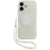 etui guess iml flowers electro pearl strap magsafe na iphone 17 - białe