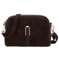 VERA PELLE torebka damska zamszowa listonoszka z paskiem V712 c.brązowa