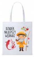 Dla Wędkarza Rybaka Torba Eco Biała Shopper Z Nadrukiem Ze Zdjęciem