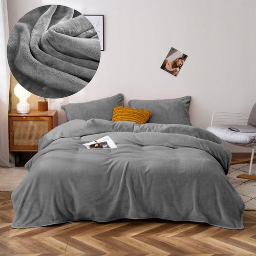 Pościel 200x220 pluszowa polarowa gładka miś kolory zimowa ciepła grafit na Arena.pl