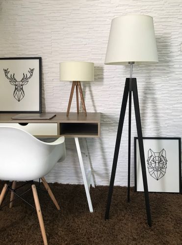 Lampka stojąca SABA biała + abażur na Arena.pl