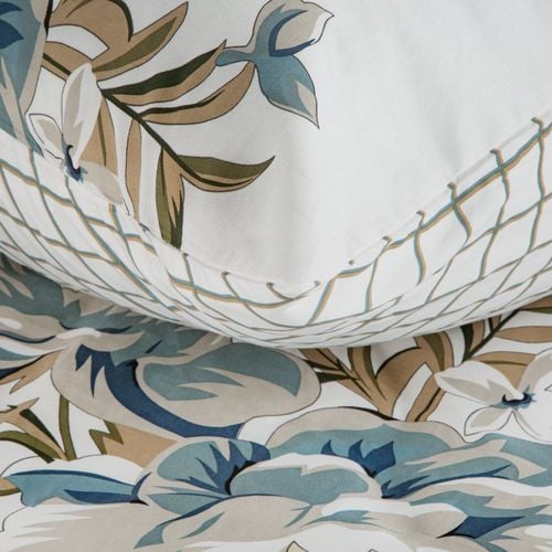 Pościel Spring  220x200 + 70x80 biała satyna kwiaty szaro-stalowe na Arena.pl