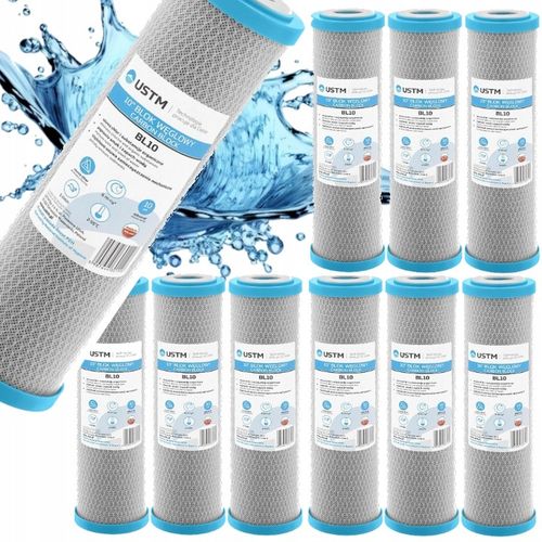 10x FILTR DO WODY WKŁAD filtrujący WĘGLOWY 10" CALI BLOK WĘGLOWY BL10 USTM na Arena.pl