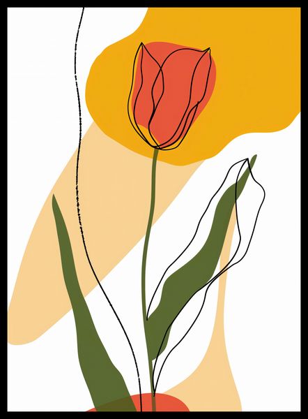 Plakat 40x55cm Przerysowany Tulipan zdjęcie 2