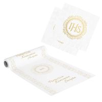 Zestaw dekoracji Komunia Święta IHS - bieżnik, serwetki