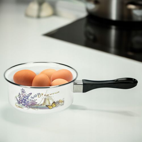 EMALIOWANY RONDELEK DO GOTOWANIA MLEKA JAJEK 900ML Z RĄCZKĄ WZÓR MŁYN 16CM na Arena.pl