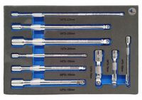 Zestaw 9 szt. przedłużek uchylnych Przedłużki CrV 1/2 3/4 1/4