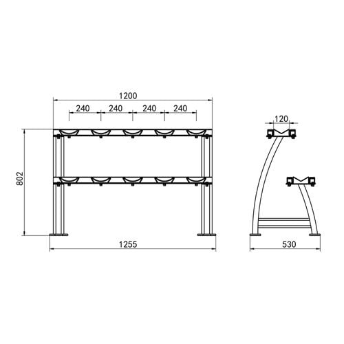 Stojak na hantle STR38 COMMERCIAL HMS dwupoziomowy 300kg stal 5 par na Arena.pl