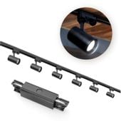 Zestaw szynowy 3 fazowy szyna 2m+2m, I zew., 6x Lampa, 2x zaślepka CZARNY