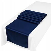 SATYNA ciemny niebieski rolka 36 cm x 9 m tkanina materiał BIEŻNIK na