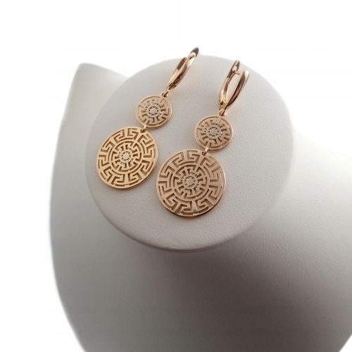 POZŁACANE KOLCZYKI ZE STALI CHIRURGICZNEJ WZÓR GRECKI WISZĄCE, ZJAWISKOWE na Arena.pl