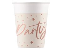 Kubeczki papierowe rose gold Party, 8 szt.