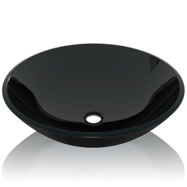 Umywalka z czarnego, hartowanego szkła 42 cm zdjęcie 3