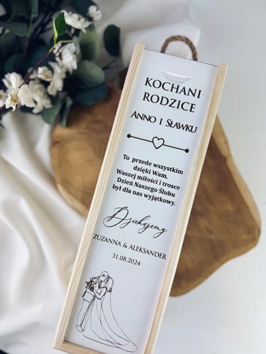 skrzynka na wino prezent dla RODZICÓW ŚWIADKÓW CHRZESTNYCH ŚLUB WESELE na Arena.pl