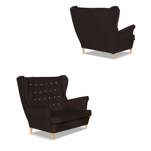 Zestaw uszak Gaja ekoskóra skaj sofa fotele ciemny brąz na Arena.pl