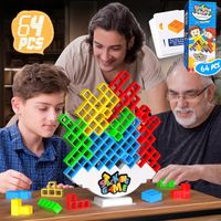 GRA UKŁADANKA TETRIS 3D BALANS TETRA TOWER DLA DZIECI WIEŻA 64 KLOCKÓW