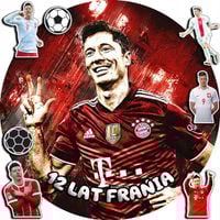 OPŁATEK NA TORT 30CM - PIŁKA NOŻNA LEWANDOWSKI + IMIĘ + GRATIS! 24CM 26CM