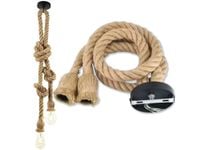 Oprawa lampa sufitowa dekoracyjna podwójna lina sznur jutowy e27 loft boho