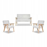 Zestaw mebli PRL retro SOLER sofa fotele Family Meble szary sztruks Anafi