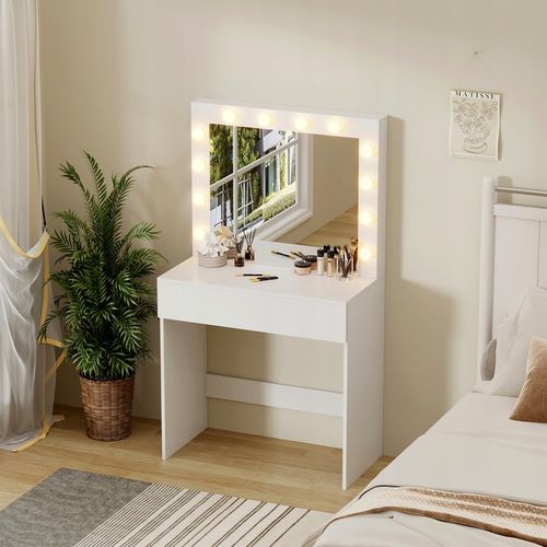 Toaletka kosmetyczna z oświetlniem LED z lustrem do makijażu + na Arena.pl