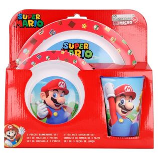 Super Mario - Zestaw naczyń (talerz, miska i kubek 260 ml) (czerwony)