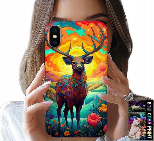ETUI DO IPHONE XS MAX - KOLOROWE WZORY JELEŃ ŁOŚ ZWIERZĘTA LEŚNE na Arena.pl