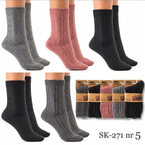 5x SKARPETY damskie NATURALNE WEŁNIANE CIEPŁE GRUBE skarpetki na Arena.pl