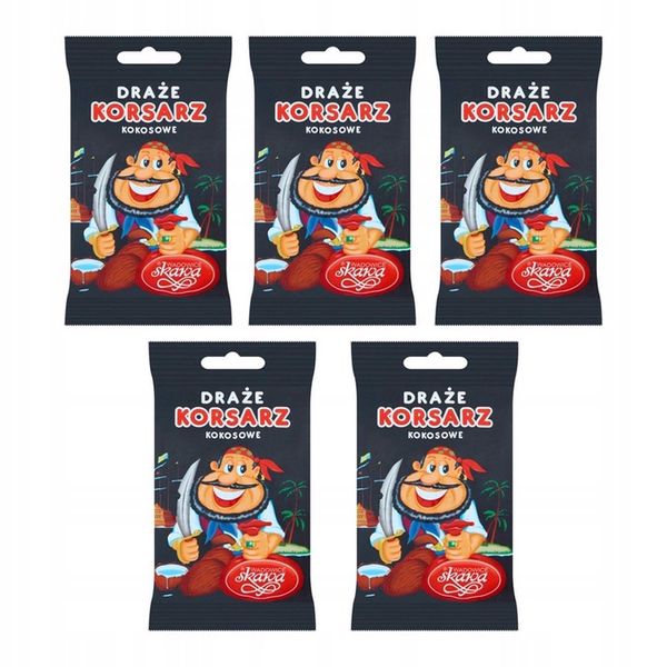 Wadowice Skawa Korsarz Draże kokosowe 70 g x 5 sztuk zdjęcie 1