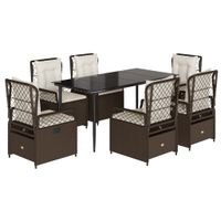 7-cz. zestaw mebli ogrodowych, z poduszkami, brązowy, rattan PE