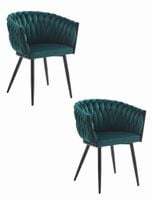Stylowe krzesło aksamit zielone ORION eleganckie do salonu jadalni x2